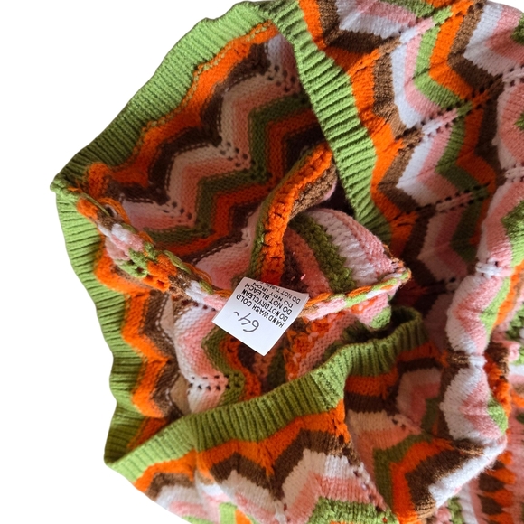 Vibrant Chevron Knit Halter Mini Dress - Picture 5 of 9